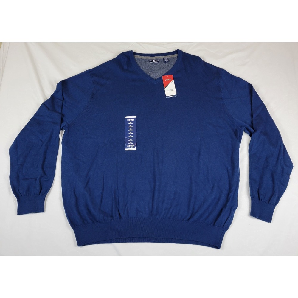 IZOD Mens Heritage Essentials V-Neck Sweater Estate Blue 2XL Big & Tall NWT